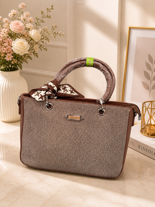 beautiful handbag with a satin ribbon