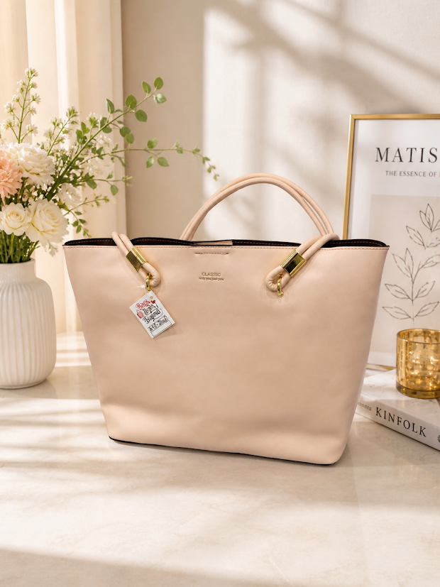 light peach colored tote bag classic