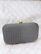 steel grey glittery party clutch bag