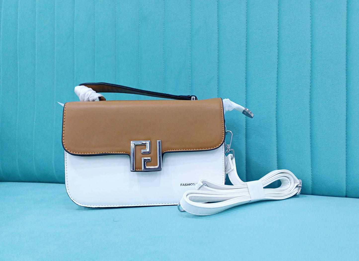 Brown And White Sling Bag