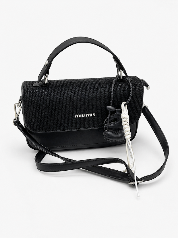 black texured sling bag