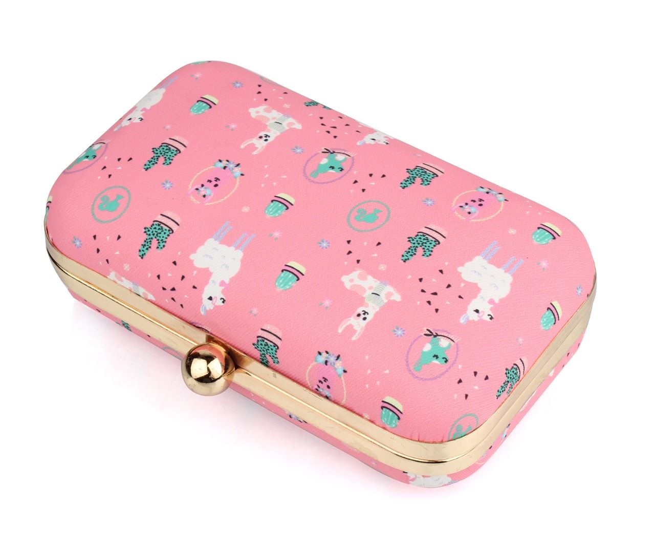 clutch bag baby pink- print