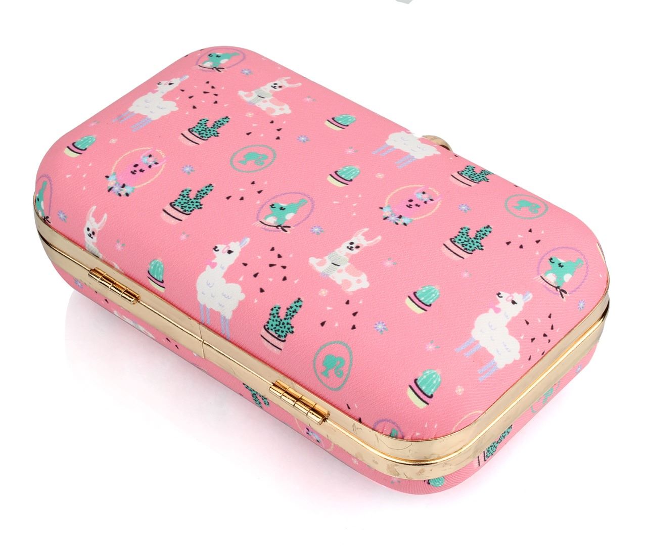 clutch bag baby pink- print