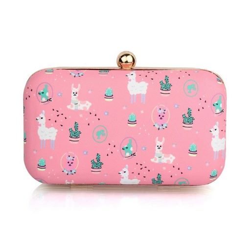 clutch bag baby pink- print