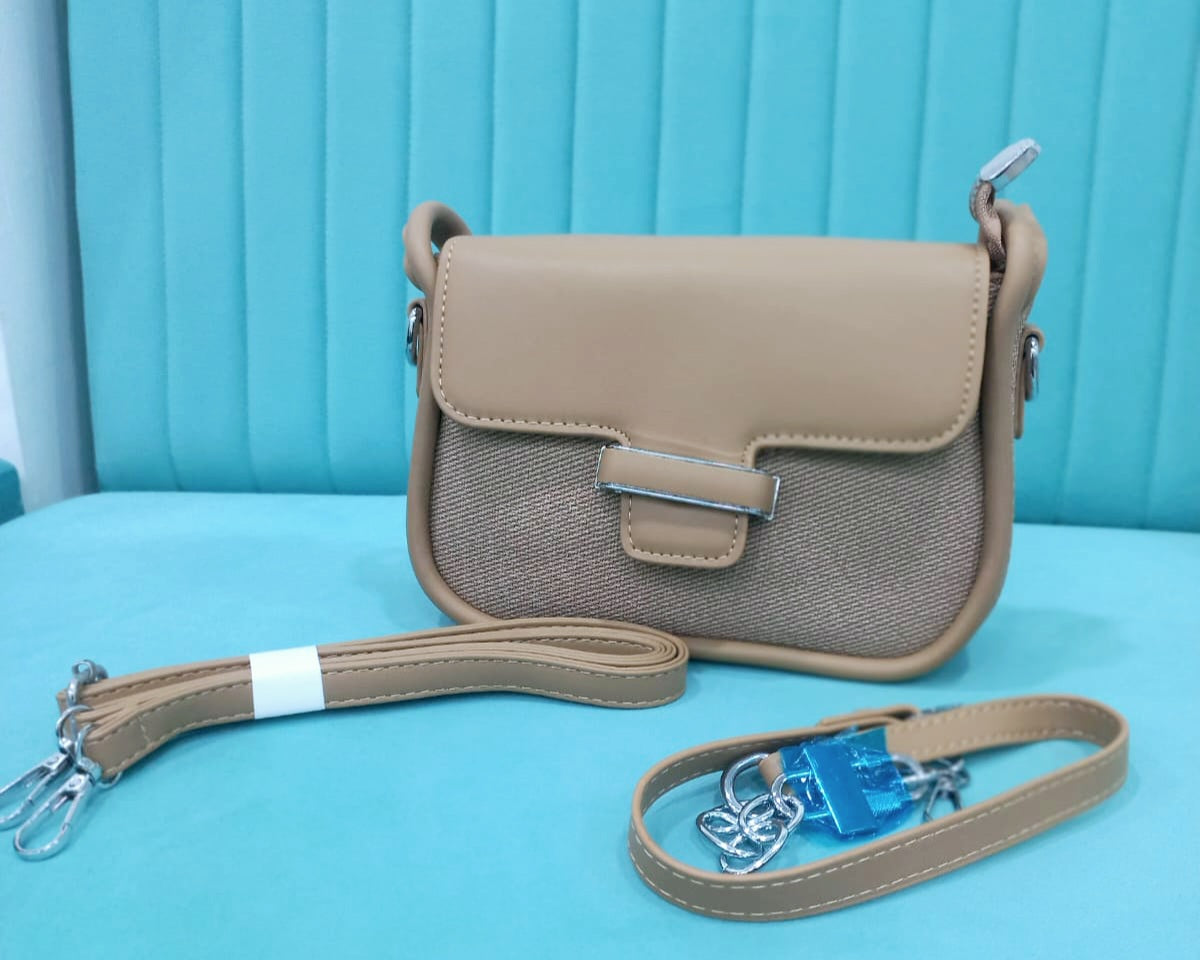 Two tone fawn hand bag