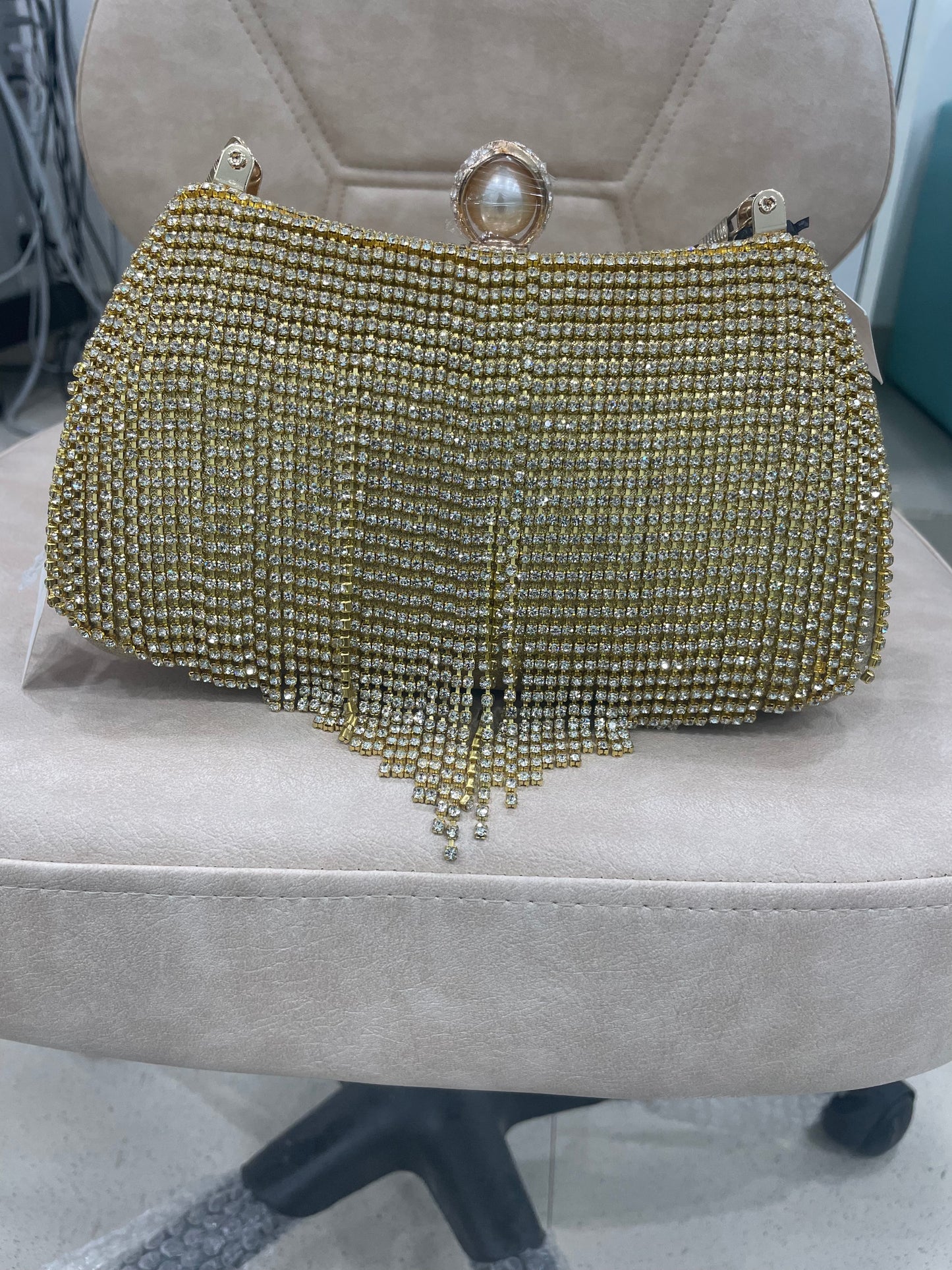 Crystal fringe Clutch