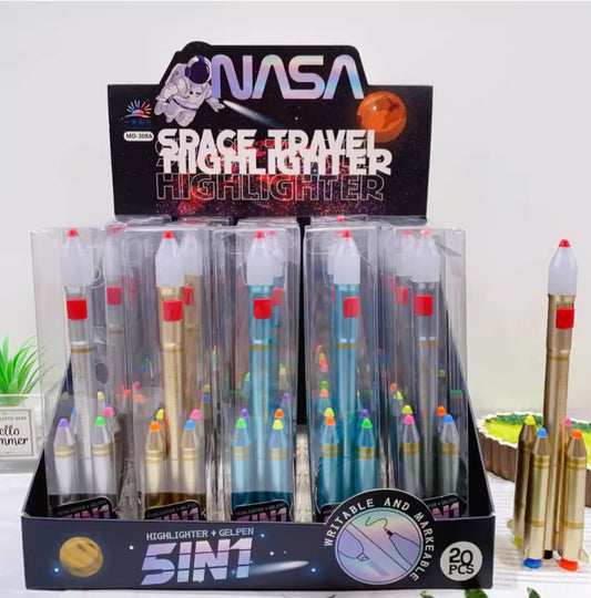 Space Rocket Light Pen +Highlighters + Torch