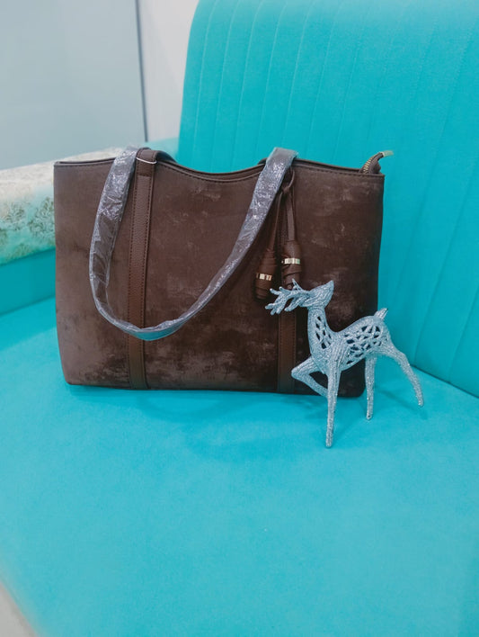 Faux Suede Tote Bag