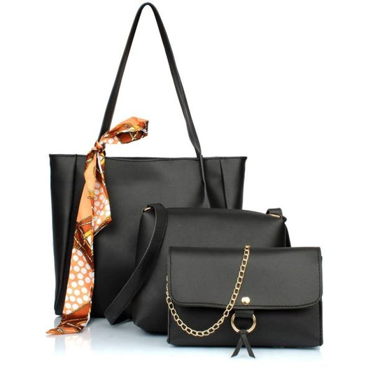 3 in 1 black bag with satin ribbon