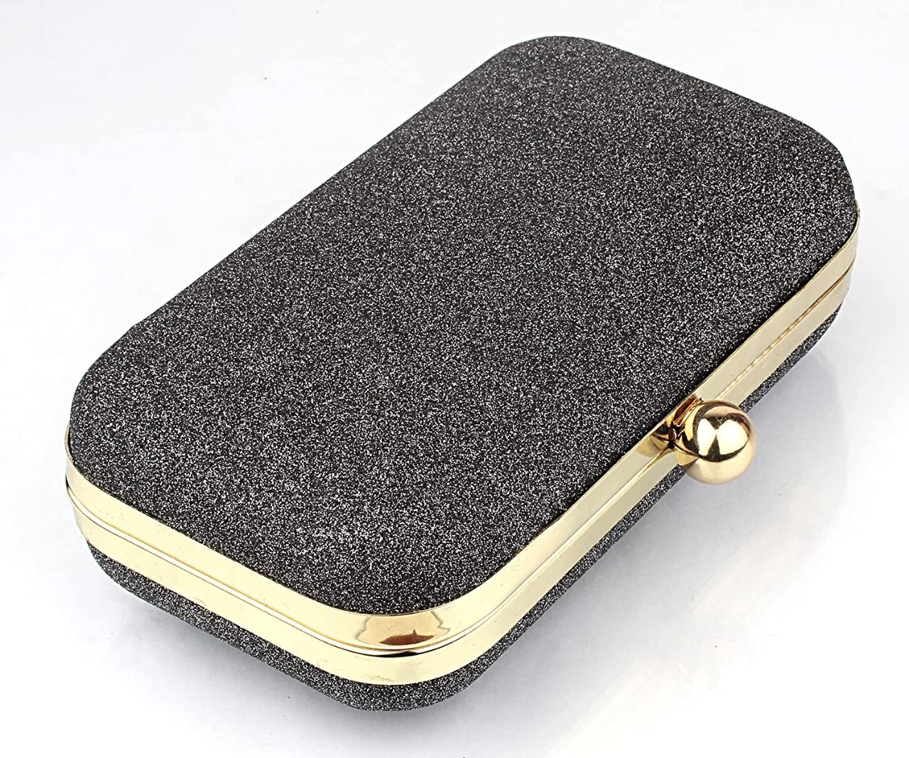 black glitter clutch bag