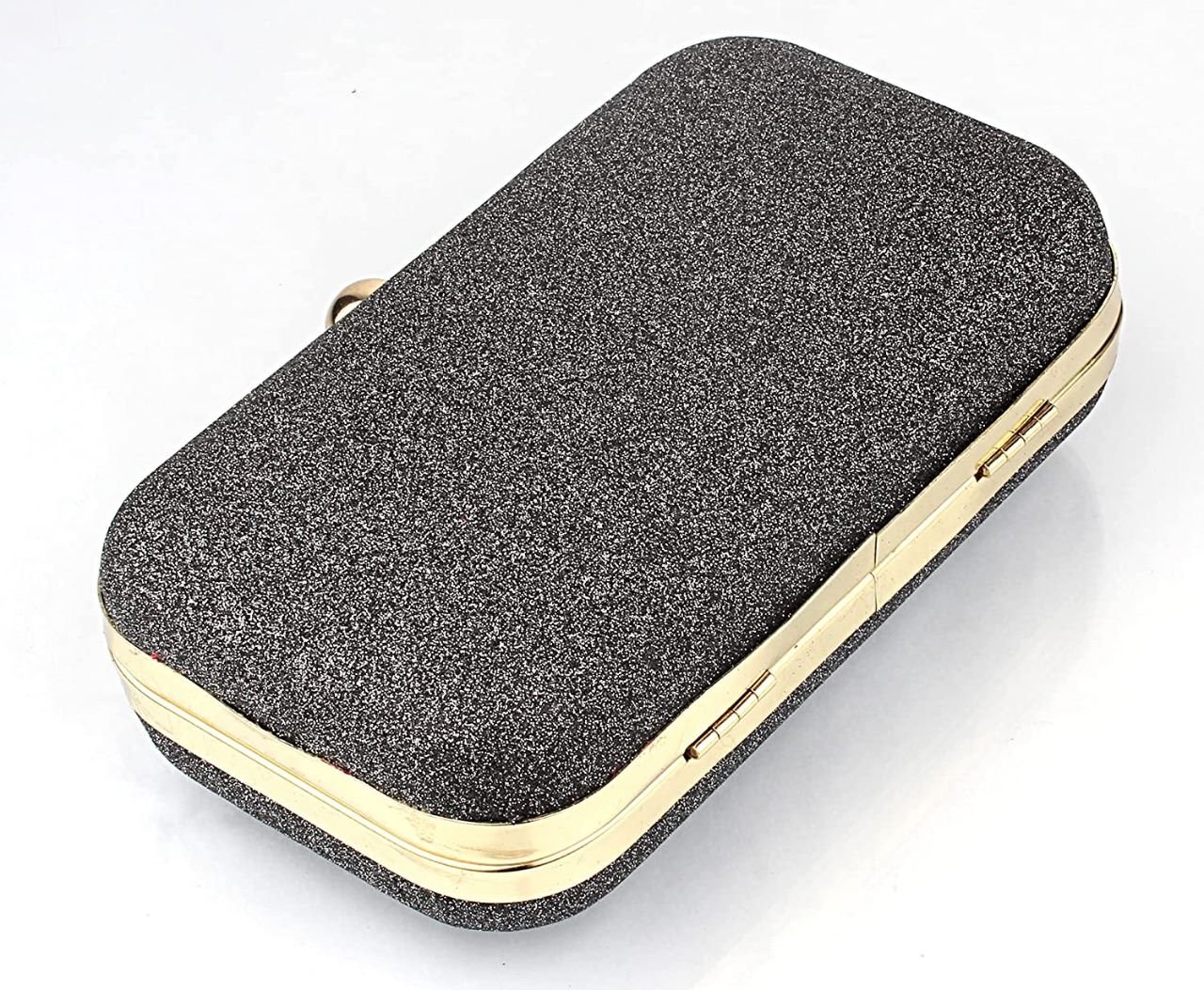 black glitter clutch bag